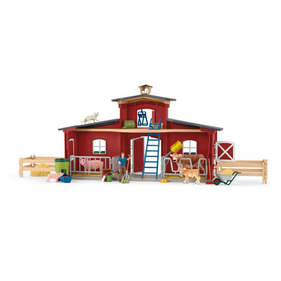 Schleich 42606 Grote stal met dieren - Rood