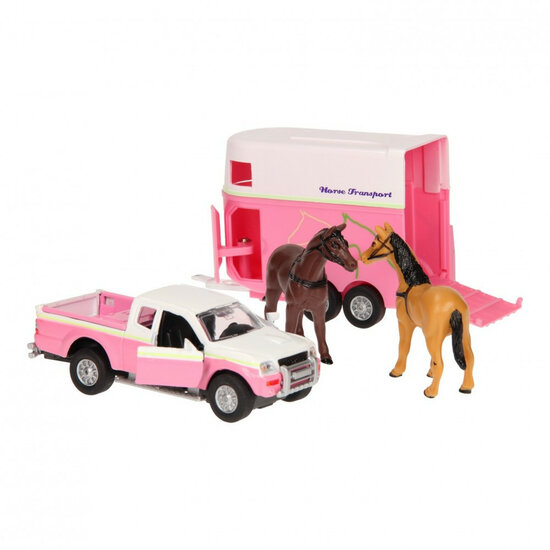 Kids Globe Mitsubishi met paardentrailer roze