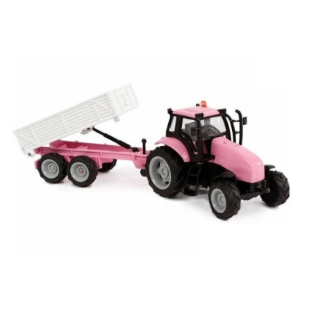 Vluchtig wees stil morfine Kids Globe roze tractor met aanhanger licht geluid